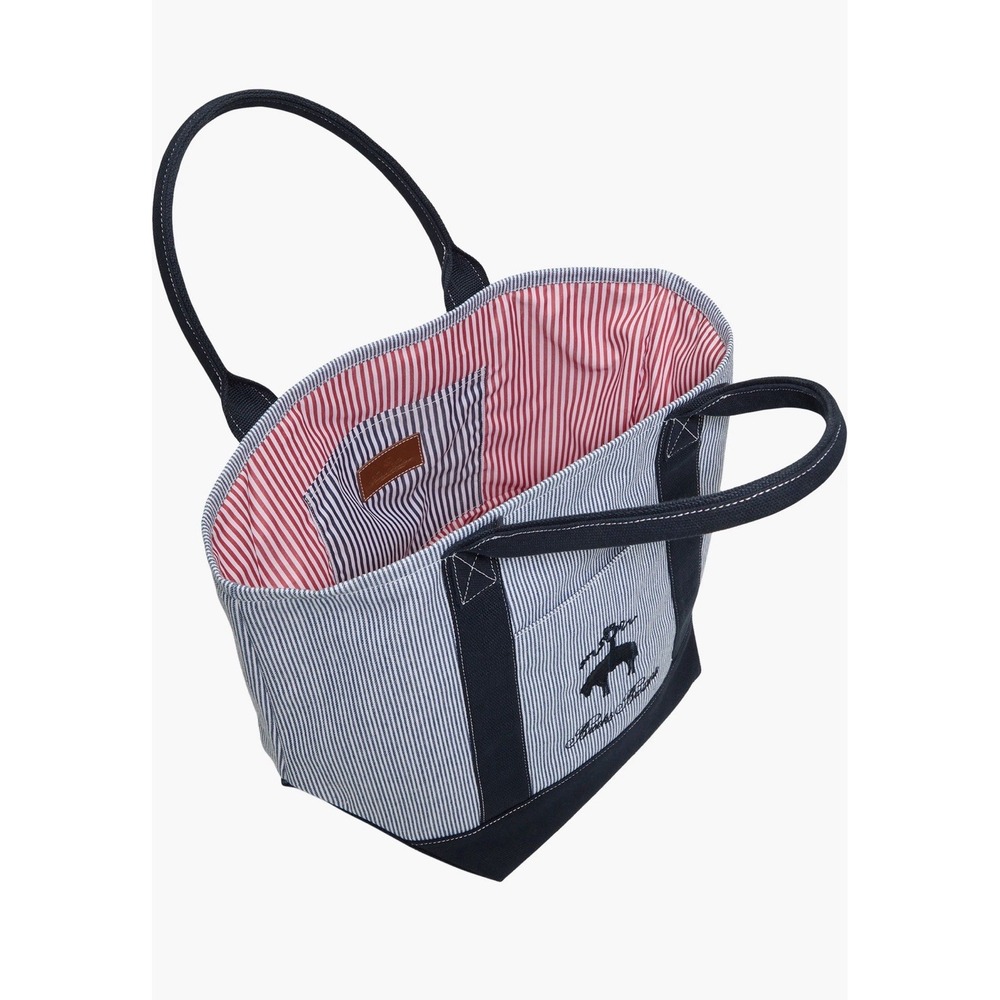 NWT Brooks Brothers Penn Tote Bag Navy Canvas Striped Red Lining Pockets $149